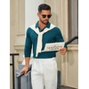 COOFANDY Mens Long Sleeve Polo Shirts Cotton Collared Shirts Casual Business Polo Classic Golf T Shirts(Lake Green)