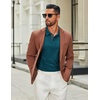 COOFANDY Mens Long Sleeve Polo Shirts Cotton Collared Shirts Casual Business Polo Classic Golf T Shirts(Lake Green)