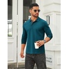 COOFANDY Mens Long Sleeve Polo Shirts Cotton Collared Shirts Casual Business Polo Classic Golf T Shirts(Lake Green)