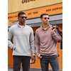 COOFANDY Mens Quarter Button Sweatshirt Long Sleeve Pullover Waffle Casual Stand Collar Sweater(Dusty Pink)