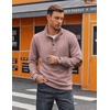 COOFANDY Mens Quarter Button Sweatshirt Long Sleeve Pullover Waffle Casual Stand Collar Sweater(Dusty Pink)