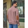 COOFANDY Mens Quarter Button Sweatshirt Long Sleeve Pullover Waffle Casual Stand Collar Sweater(Dusty Pink)