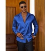 COOFANDY Mens Satin Dress Shirts Long Sleeve Shiny Button Down Shirt(Royal Blue)