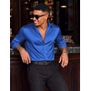 COOFANDY Mens Satin Dress Shirts Long Sleeve Shiny Button Down Shirt(Royal Blue)