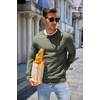 COOFANDY Mens Sweater Crewneck Pullover Lightweight Dress Sweater Silm Fit(Army Green)