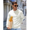 COOFANDY Mens Sweater Crewneck Pullover Lightweight Dress Sweater Silm Fit(Cream White)