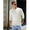 COOFANDY Mens Sweater Crewneck Pullover Lightweight Dress Sweater Silm Fit(Cream White)