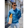 COOFANDY Mens Sweater Crewneck Pullover Lightweight Dress Sweater Silm Fit(Dark Blue)