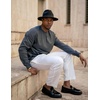 COOFANDY Mens Sweater Crewneck Pullover Lightweight Dress Sweater Silm Fit(Dark Gray)