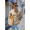 COOFANDY Mens Sweater Crewneck Pullover Lightweight Dress Sweater Silm Fit(Khaki)