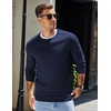 COOFANDY Mens Sweater Crewneck Pullover Lightweight Dress Sweater Silm Fit(Navy Blue)