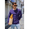 COOFANDY Mens Sweater Crewneck Pullover Lightweight Dress Sweater Silm Fit(Purple)