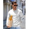 COOFANDY Mens Sweater Crewneck Pullover Lightweight Dress Sweater Silm Fit(White)