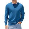 COOFANDY Mens Sweater Crewneck Pullover Lightweight Dress Sweater Silm Fit(Dark Blue)