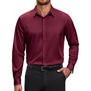 COOFANDY Men’s Dress Shirts Long Sleeve Wrinkle Free Stretch Button Down Shirts Formal Business Shirts(Dark Red)