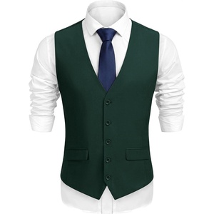 COOFANDY Mens Suit Vest Formal Dress Vest Slim Fit Buesiness Wedding(Dark Green)