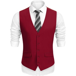 COOFANDY Mens Suit Vest Formal Dress Vest Slim Fit Buesiness Wedding(Dark Red)