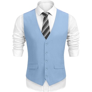 COOFANDY Mens Suit Vest Formal Dress Vest Slim Fit Buesiness Wedding(Light Blue)