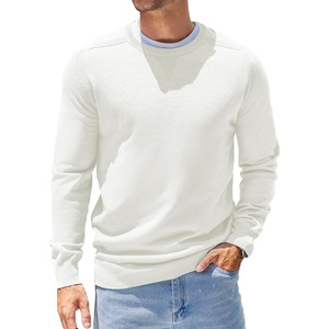 COOFANDY Mens Sweater Crewneck Pullover Lightweight Dress Sweater Silm Fit(Cream White)