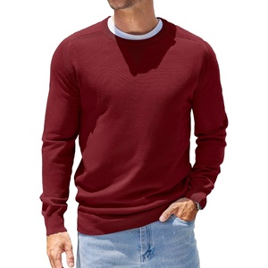 COOFANDY Mens Sweater Crewneck Pullover Lightweight Dress Sweater Silm Fit(Dark Red)