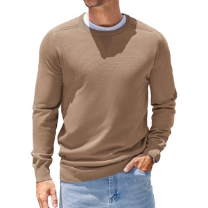 COOFANDY Mens Sweater Crewneck Pullover Lightweight Dress Sweater Silm Fit(Light Brown)