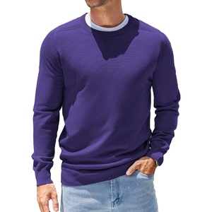 COOFANDY Mens Sweater Crewneck Pullover Lightweight Dress Sweater Silm Fit(Purple)