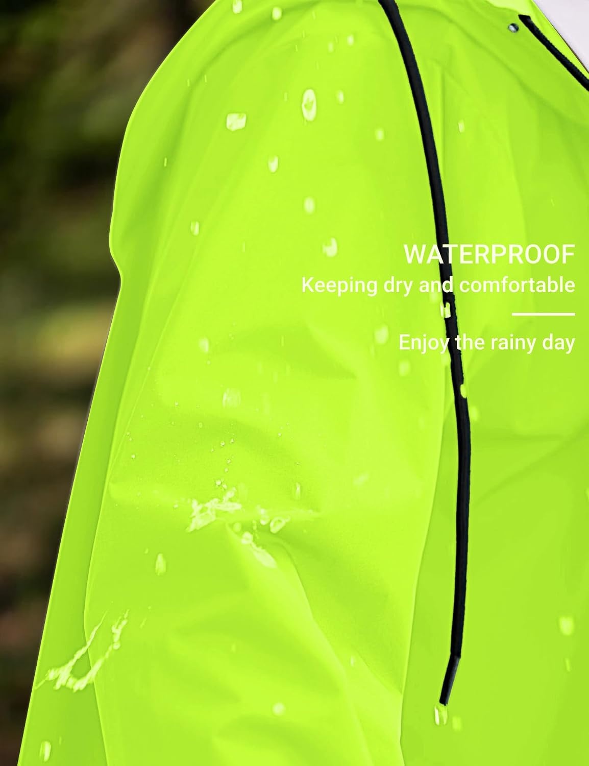 image:imageCOOFANDY Long Rain Coats for Men Waterproof Trench Jacket with HoodFluorescent Green