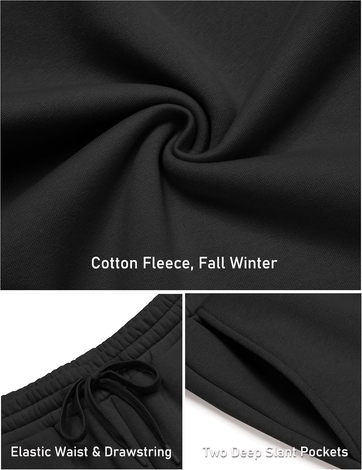 image:imageCOOFANDY Mens Baggy Sweatpants Wide Leg Cotton Fleece Open Bottom Sweatpant1blackfleece