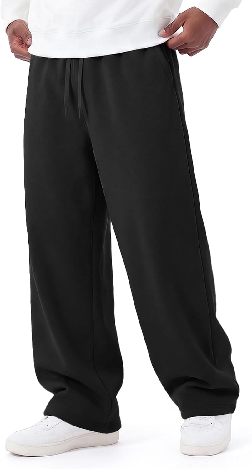 image:imageCOOFANDY Mens Baggy Sweatpants Wide Leg Cotton Fleece Open Bottom Sweatpant1blackfleece
