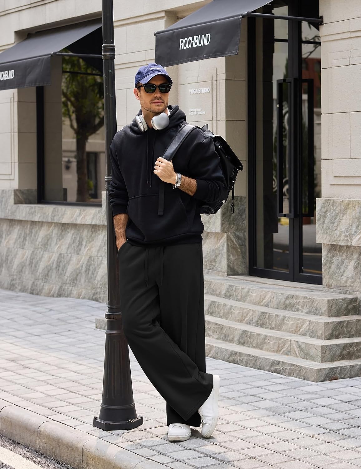 image:imageCOOFANDY Mens Baggy Sweatpants Wide Leg Cotton Fleece Open Bottom Sweatpant1blackfleece