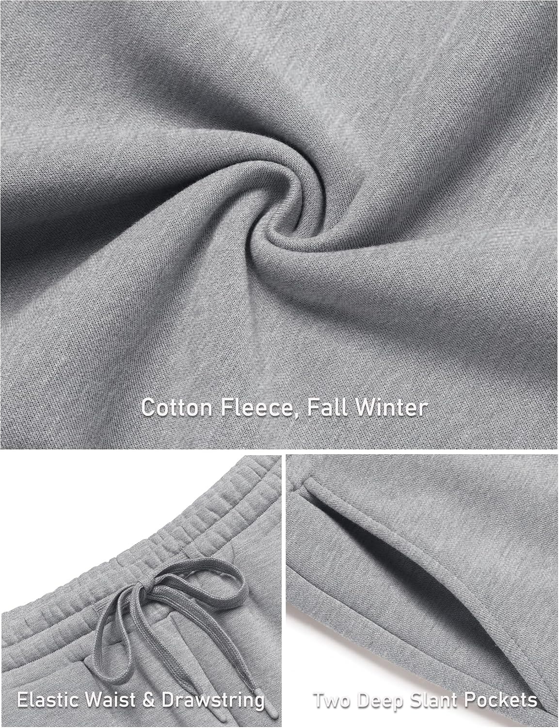 image:imageCOOFANDY Mens Baggy Sweatpants Wide Leg Cotton Fleece Open Bottom Sweatpant1heather Greyfleece