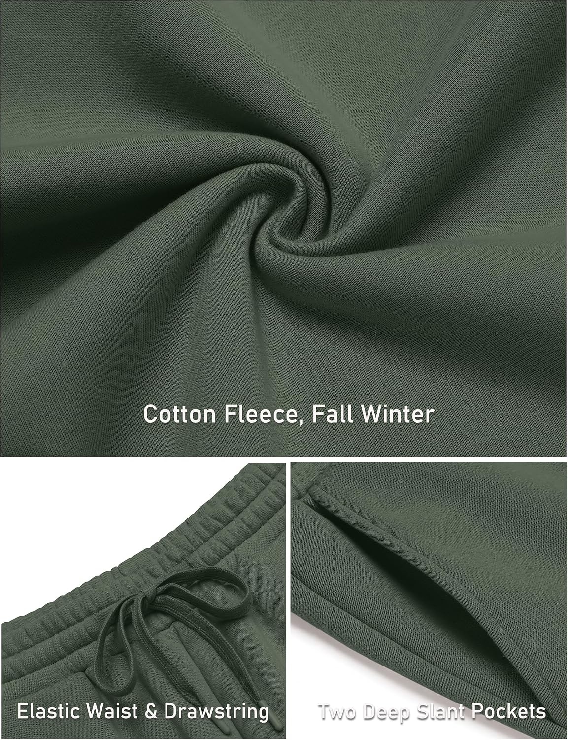 image:imageCOOFANDY Mens Baggy Sweatpants Wide Leg Cotton Fleece Open Bottom SweatpantDark Greenfleece