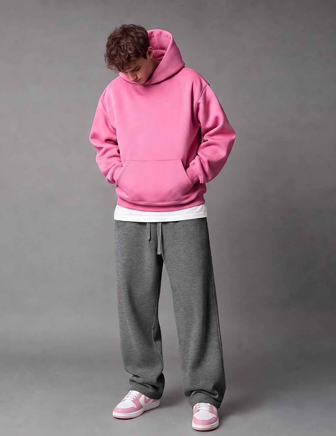 image:imageCOOFANDY Mens Baggy Sweatpants Wide Leg Cotton Fleece Open Bottom SweatpantDark Heather Greyfleece