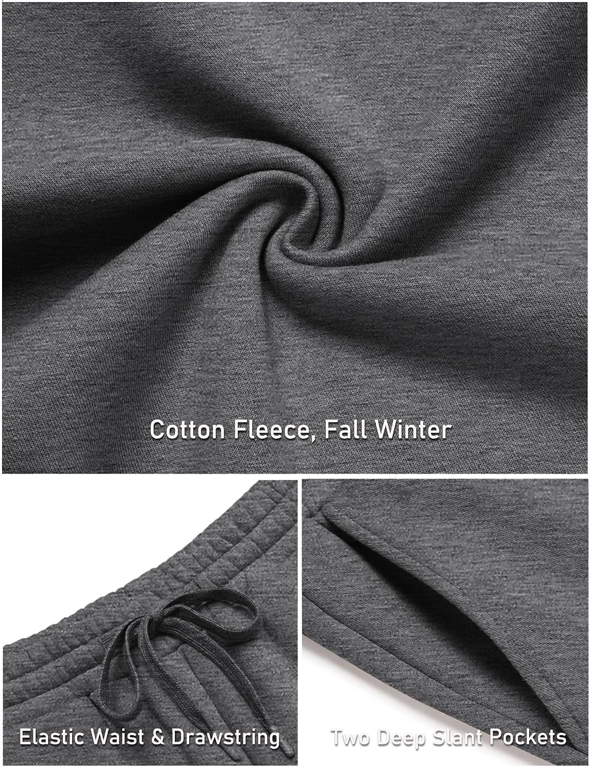 image:imageCOOFANDY Mens Baggy Sweatpants Wide Leg Cotton Fleece Open Bottom SweatpantDark Heather Greyfleece
