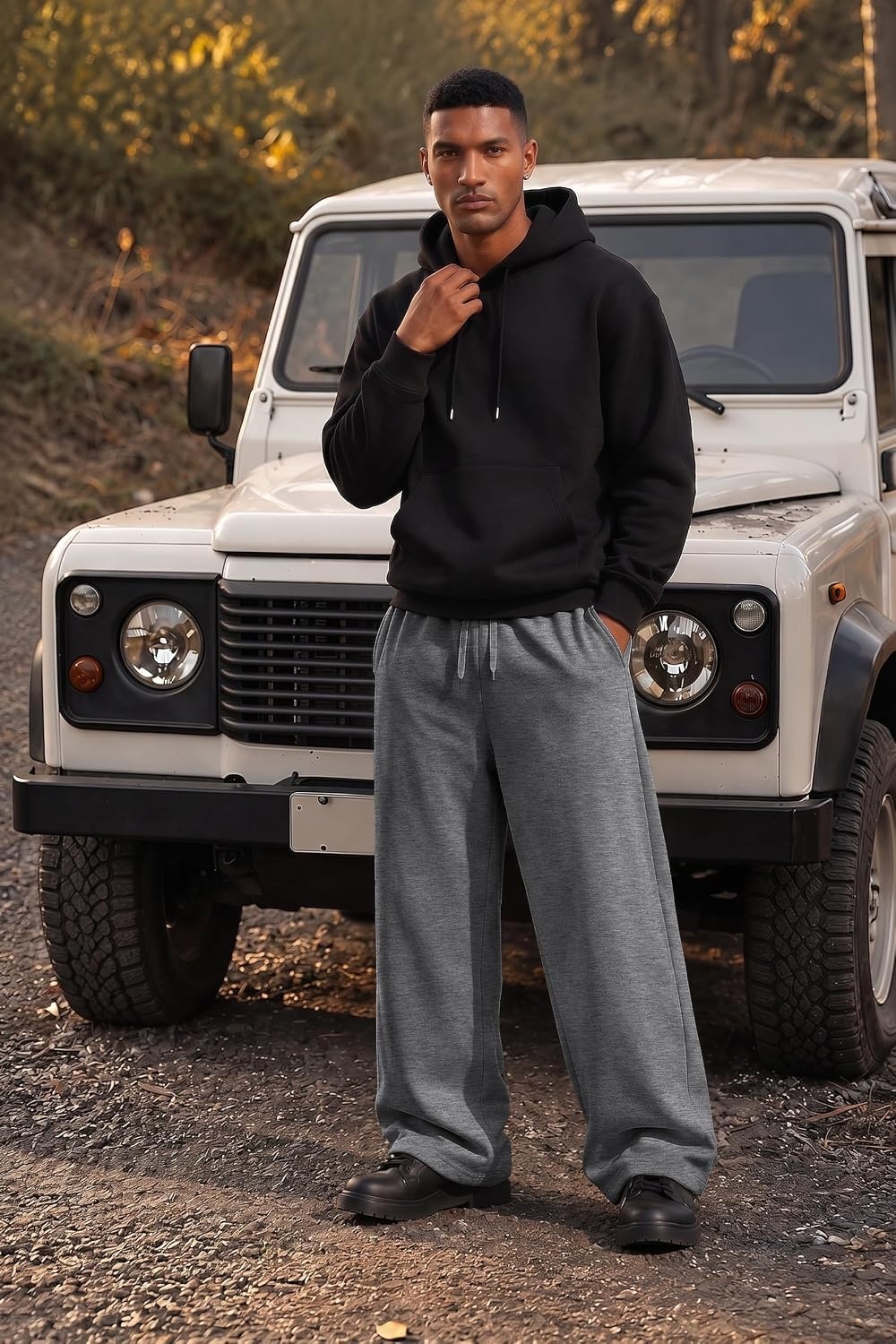 image:imageCOOFANDY Mens Baggy Sweatpants Wide Leg Cotton Fleece Open Bottom SweatpantDark Heather Greyfleece