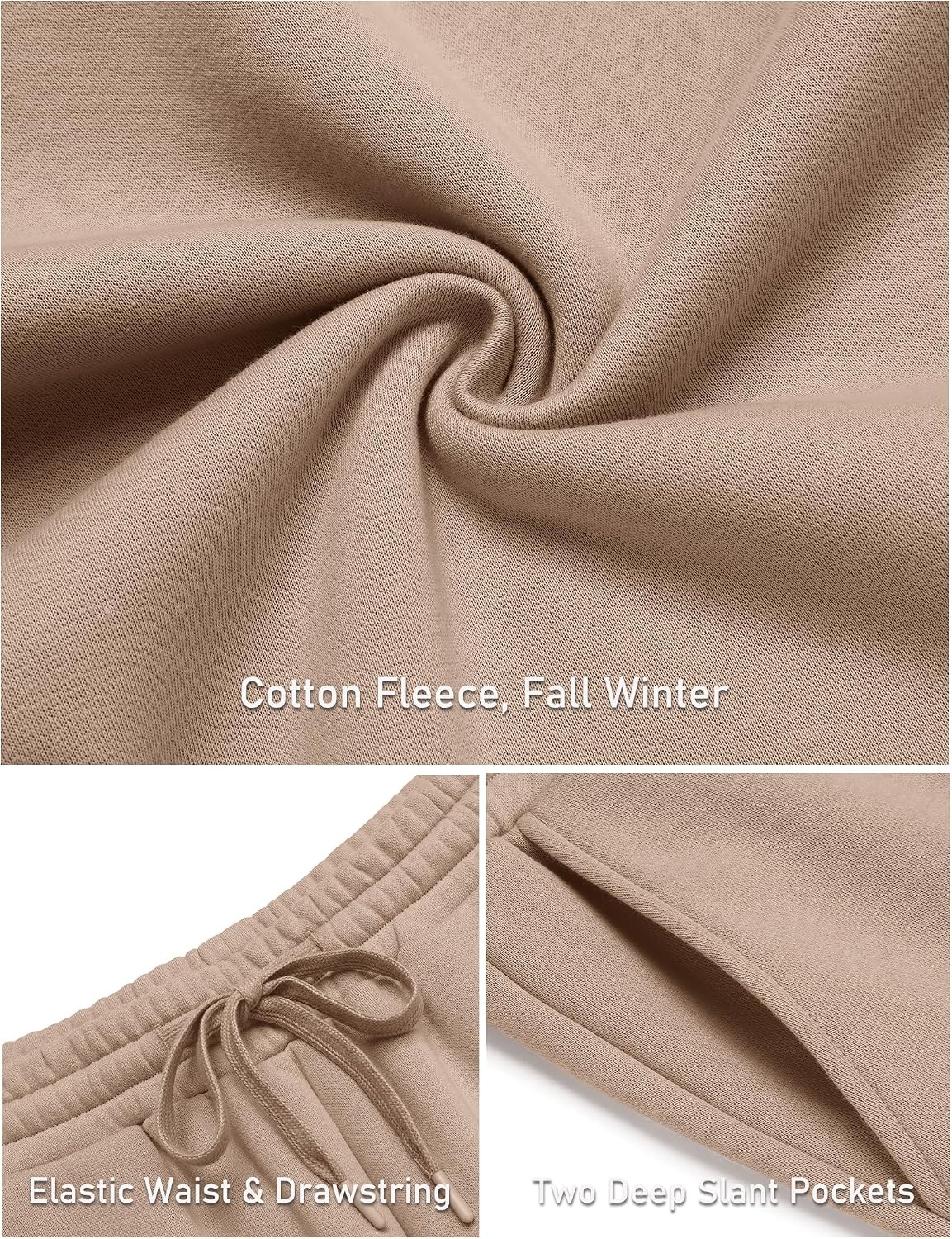 image:imageCOOFANDY Mens Baggy Sweatpants Wide Leg Cotton Fleece Open Bottom SweatpantDark Khakifleece