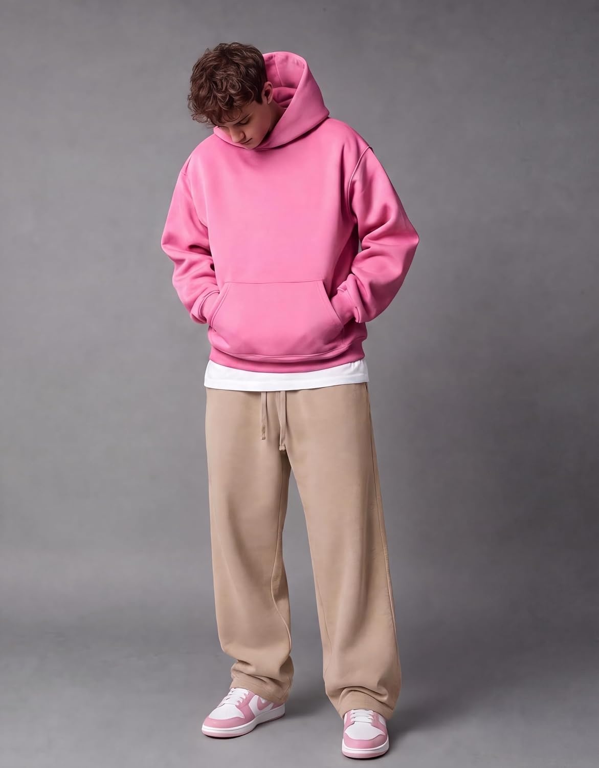 image:imageCOOFANDY Mens Baggy Sweatpants Wide Leg Cotton Fleece Open Bottom SweatpantDark Khakifleece