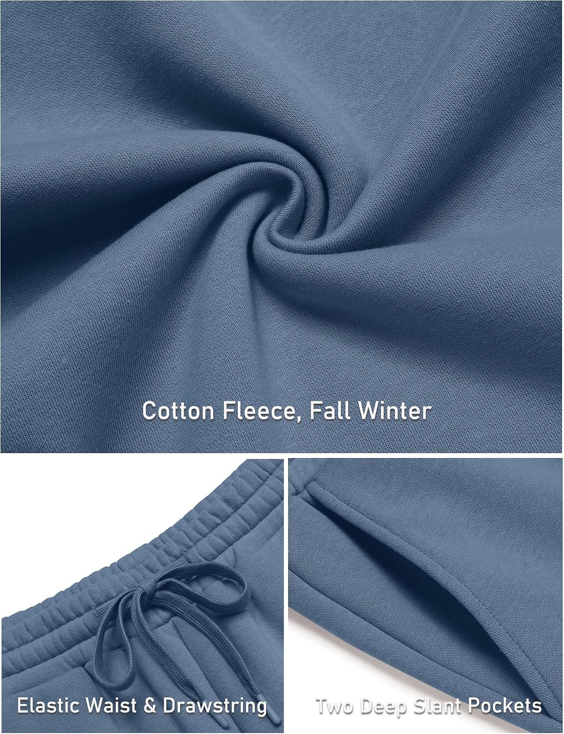 image:imageCOOFANDY Mens Baggy Sweatpants Wide Leg Cotton Fleece Open Bottom SweatpantDenim Blue