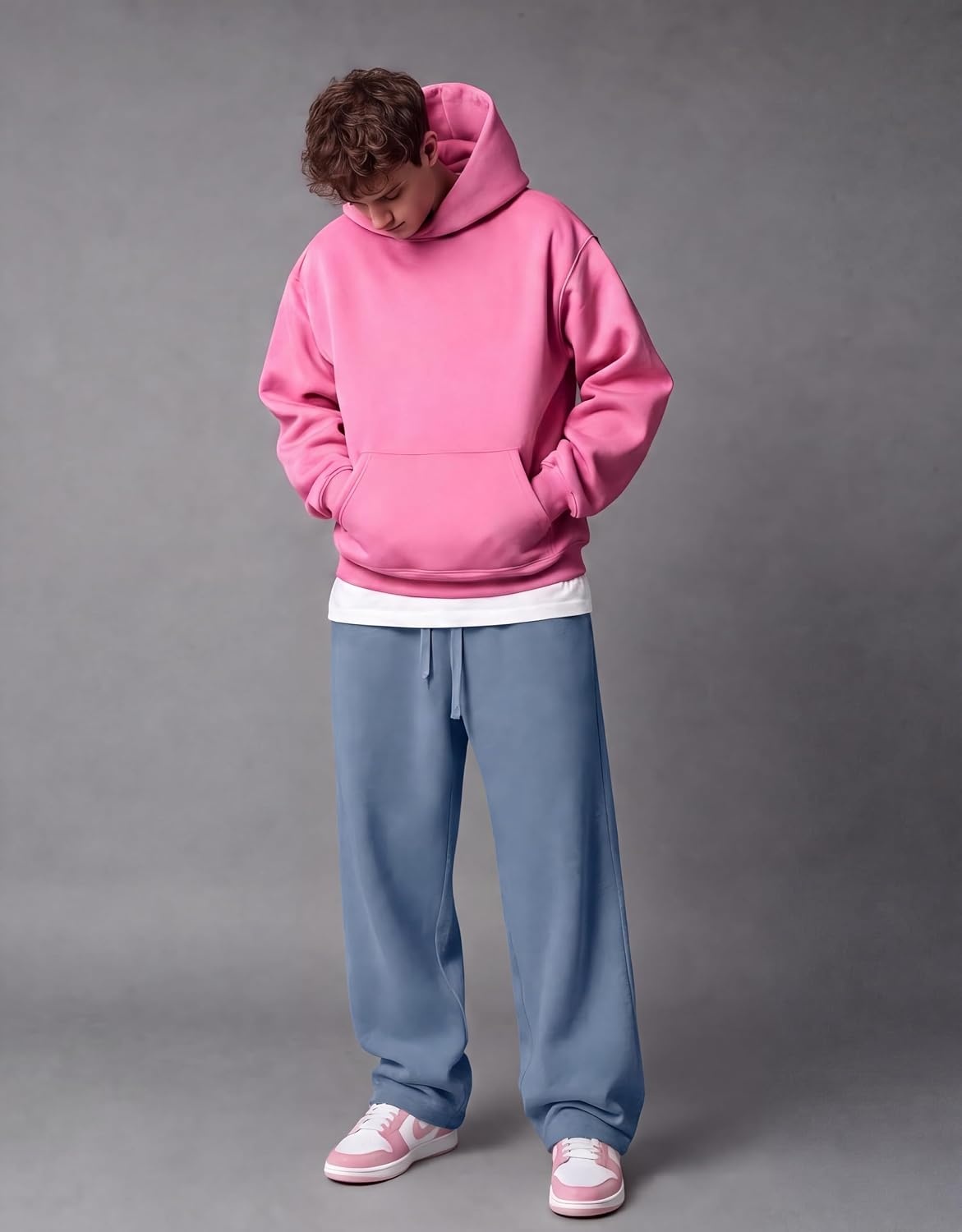 image:imageCOOFANDY Mens Baggy Sweatpants Wide Leg Cotton Fleece Open Bottom SweatpantDenim Blue