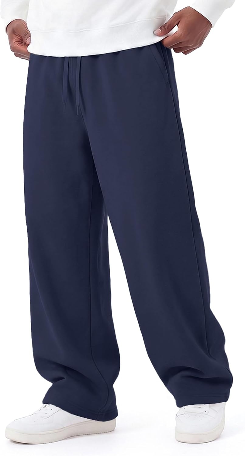 image:imageCOOFANDY Mens Baggy Sweatpants Wide Leg Cotton Fleece Open Bottom SweatpantNavy Bluefleece