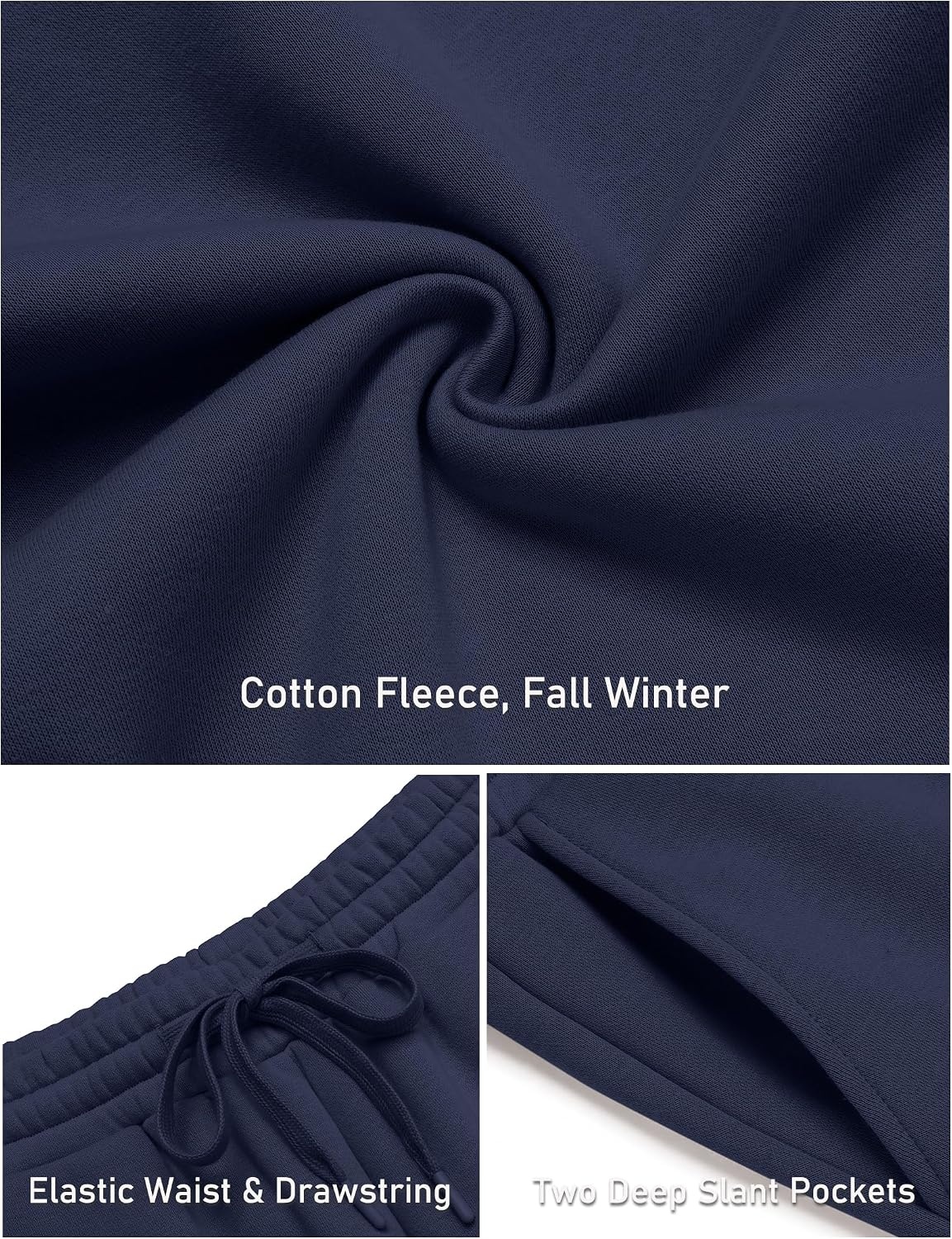 image:imageCOOFANDY Mens Baggy Sweatpants Wide Leg Cotton Fleece Open Bottom SweatpantNavy Bluefleece