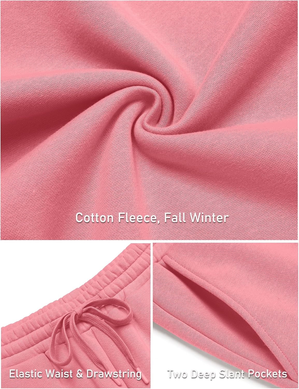 image:imageCOOFANDY Mens Baggy Sweatpants Wide Leg Cotton Fleece Open Bottom SweatpantPinkfleece