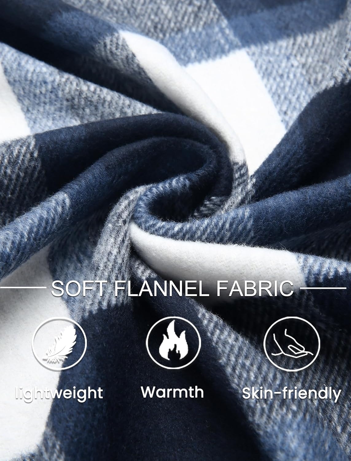 image:imageCOOFANDY Mens Flannel Jacket Fleece Shacket Plaid Shirt Button Down JacketsNavy Block