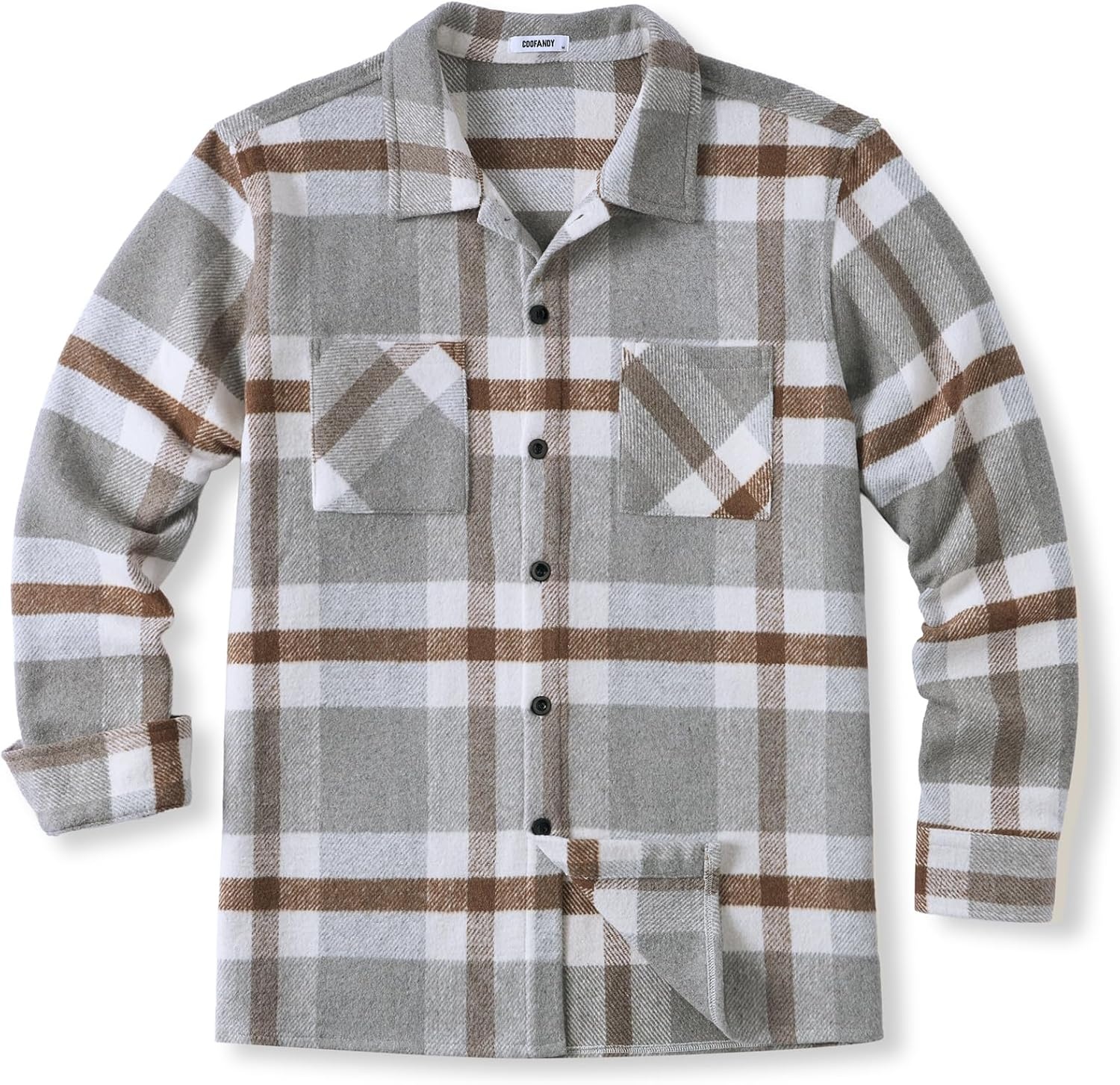 image:imageCOOFANDY Mens Flannel Shirts Casual Button Down Plaid Shirt Jacket Long Sleeve Fleece Shacket with PocketsDove Gray
