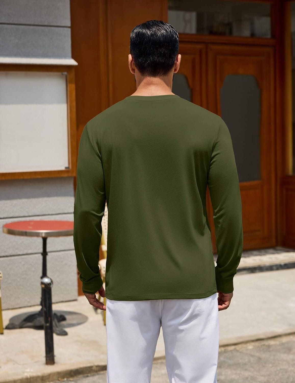 image:imageCOOFANDY Mens Long Sleeve Tee Shirts Crew Neck Cotton TShirt Casual ShirtsArmy Green