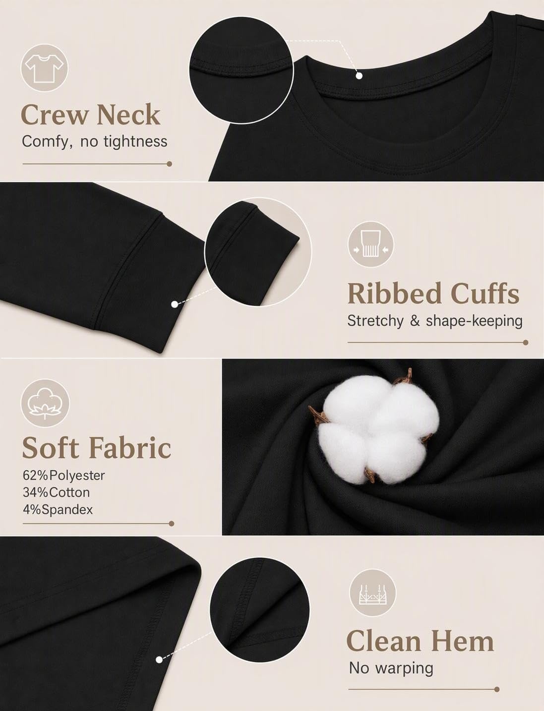 image:imageCOOFANDY Mens Long Sleeve Tee Shirts Crew Neck Cotton TShirt Casual ShirtsBlack