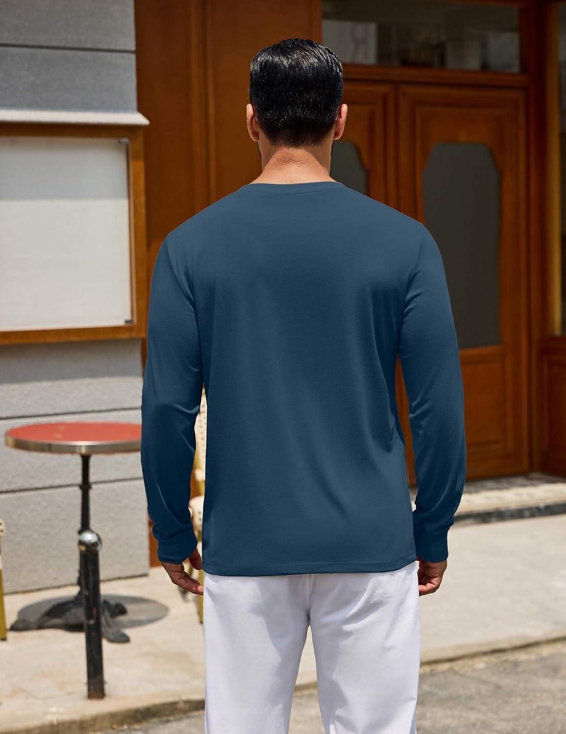 image:imageCOOFANDY Mens Long Sleeve Tee Shirts Crew Neck Cotton TShirt Casual ShirtsBlue