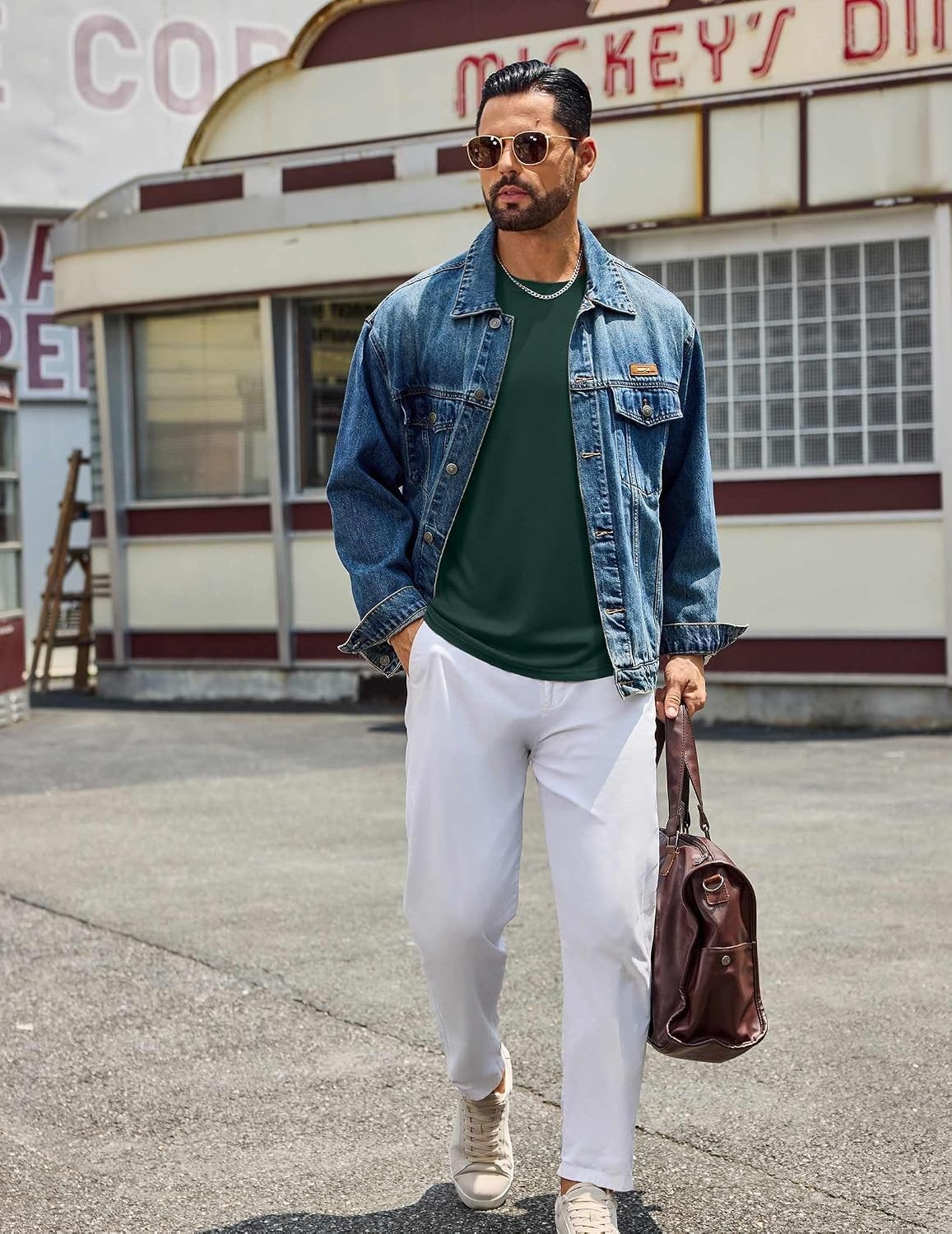 image:imageCOOFANDY Mens Long Sleeve Tee Shirts Crew Neck Cotton TShirt Casual ShirtsGreen