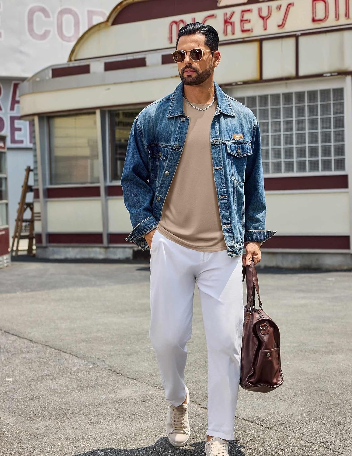 image:imageCOOFANDY Mens Long Sleeve Tee Shirts Crew Neck Cotton TShirt Casual ShirtsKhaki