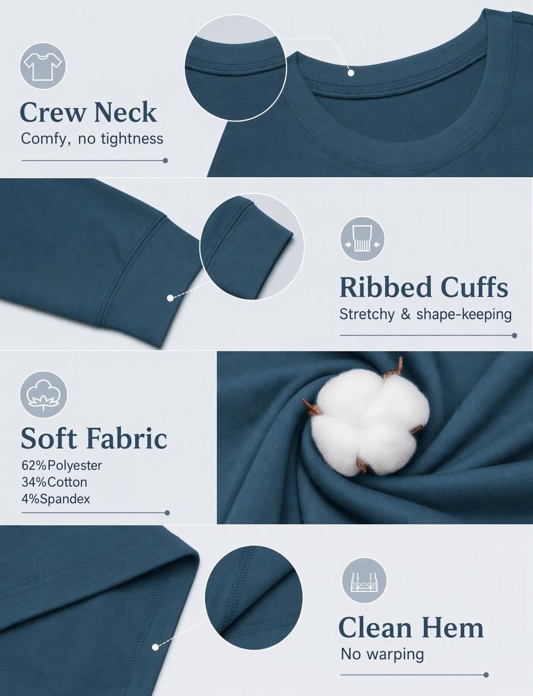image:imageCOOFANDY Mens Long Sleeve Tee Shirts Crew Neck Cotton TShirt Casual ShirtsMidnight Blue